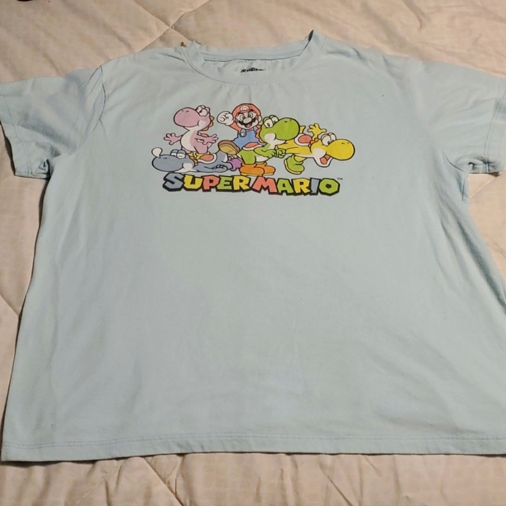 Super Mario womens T-shirt light blue-XL